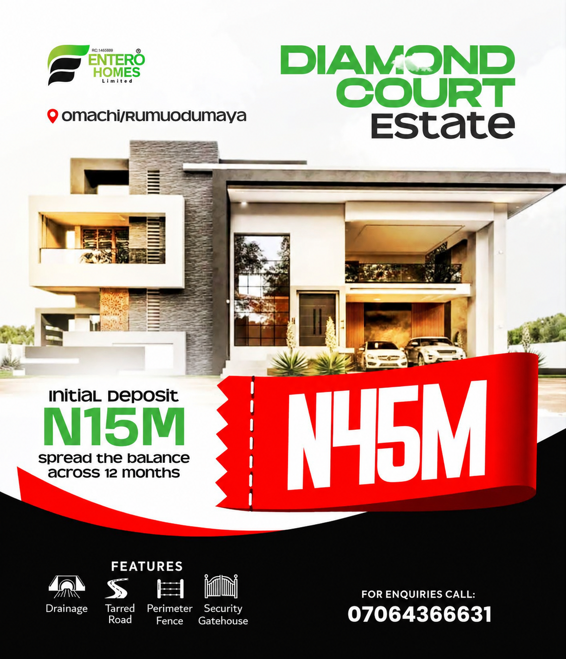 Diamond Court Estate Entero Homes flyer