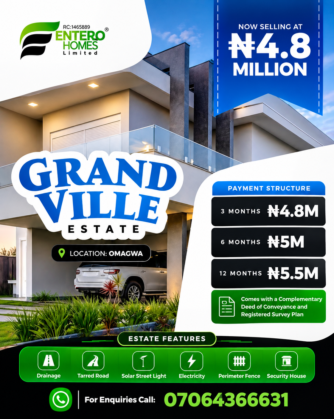 Grand Ville Estate Entero Homes flyer