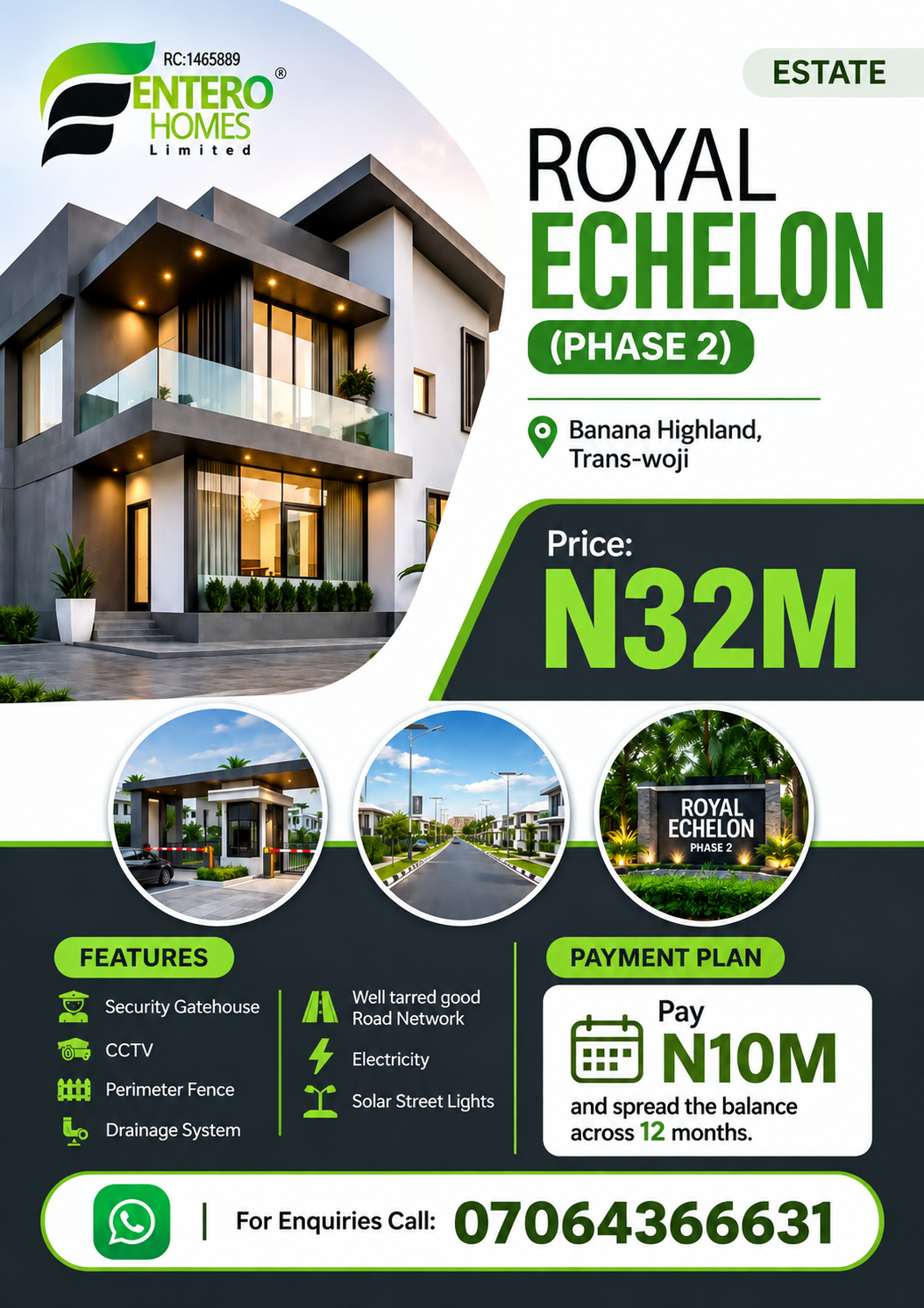 Royal Echelon Phase 2 Entero Homes flyer