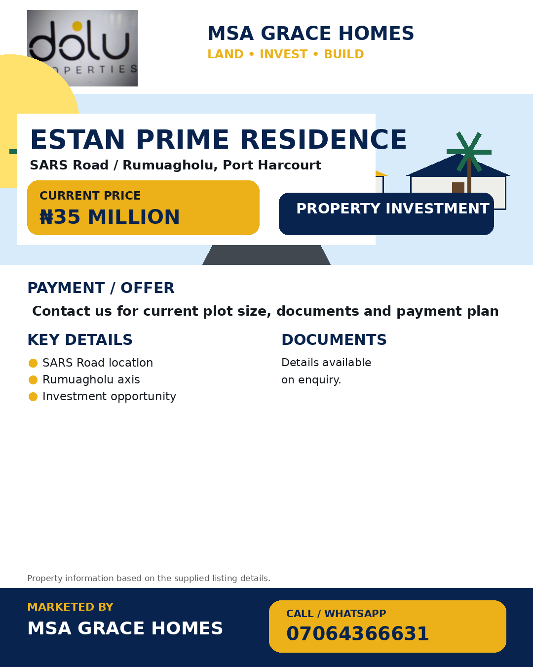 Estan Prime Residence property flyer