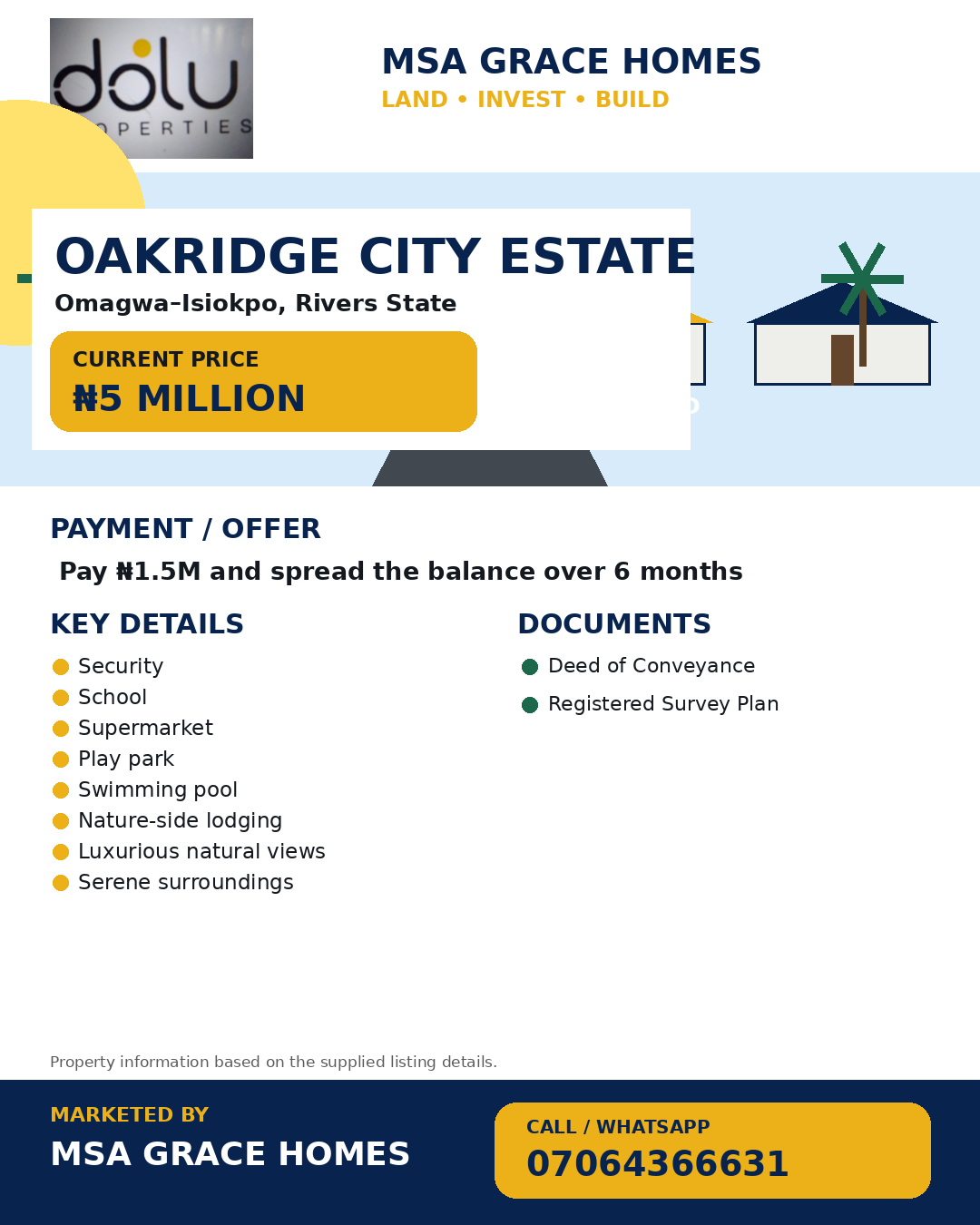 Oakridge City Estate property flyer